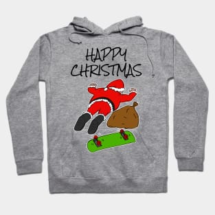 Skateboarding Santa Fallen Off Skateboard Funny Christmas Hoodie